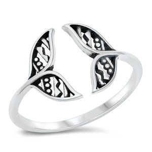 Sterling Silver Whale Tail Ring 925 Fashion Band